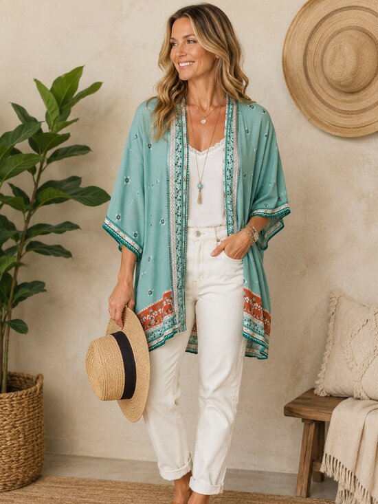 Matilda Jane Tops - ✨2/$20 Matilda Jane Days Like This Kimono Open Front Floral Teal Top Size XS / S